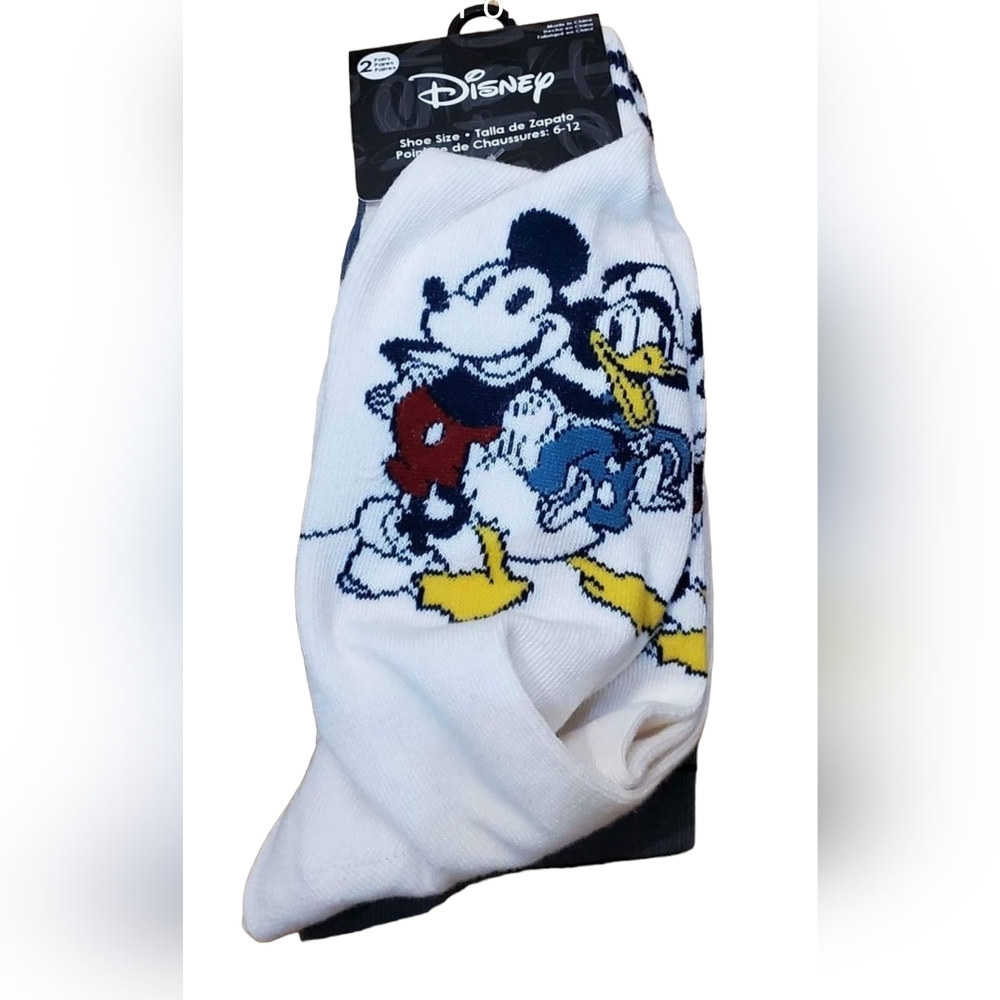 New Men's Disney Mickey Mouse & Donald Duck Crew Socks‎ 2 Pairs